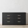 Malta 6-Drawer Wide Dresser, Black (60&quot;)