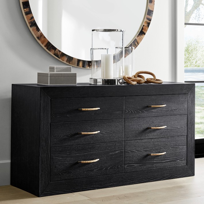 Malta 6-Drawer Wide Dresser, Black (60&quot;)