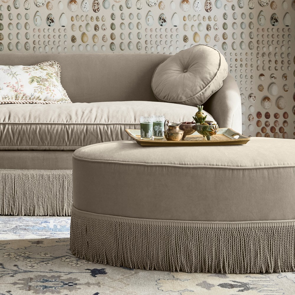 Camile Coffee Table Ottoman with Samuel &amp; Sons Fringe (48&quot;)
