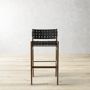 OPEN BOX: Stratton Low Back Bar Stool, Rustic Brown, Black Leather