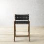 OPEN BOX: Stratton Low Back Counter Stool, Rustic Brown, Black Leather