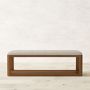 Porte Grid Tufted Bench, Standard, Italian Distressed Leather, Ivory, Nutmeg