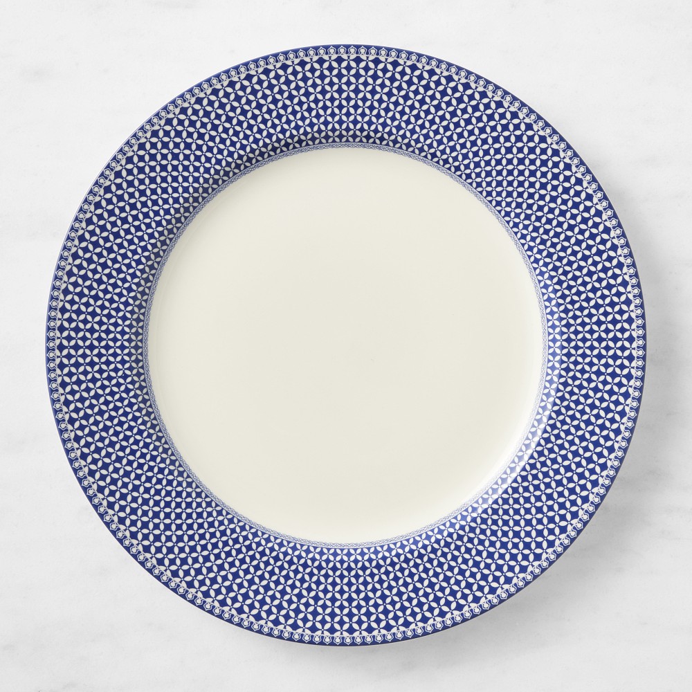 English Floral Geo Charger, Blue