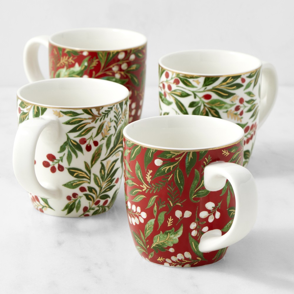 Noel Mugs, Set of 4, Mixed