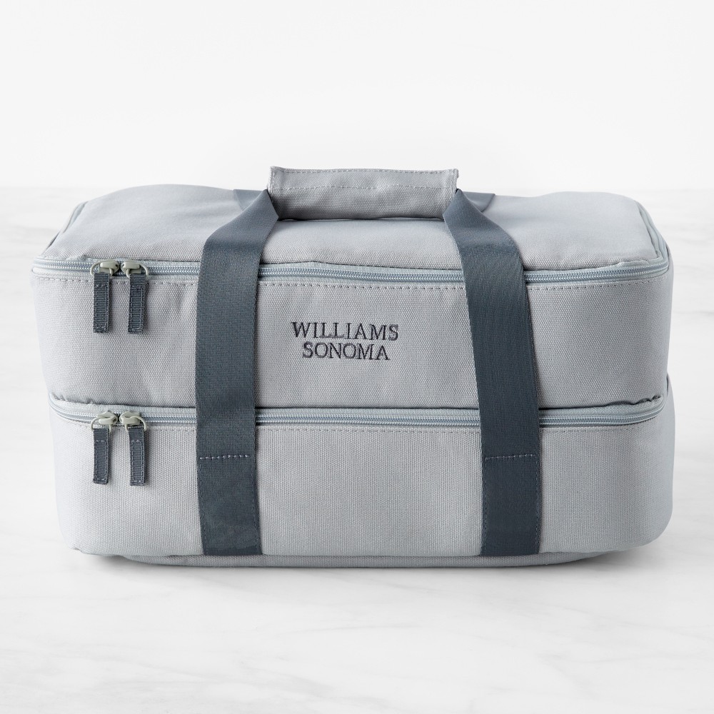 Hold Everything Insulated Dual Compartment Food Carrier, Solid Grey