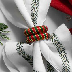 Leaf Garland Embroidered Napkins, Set of 4