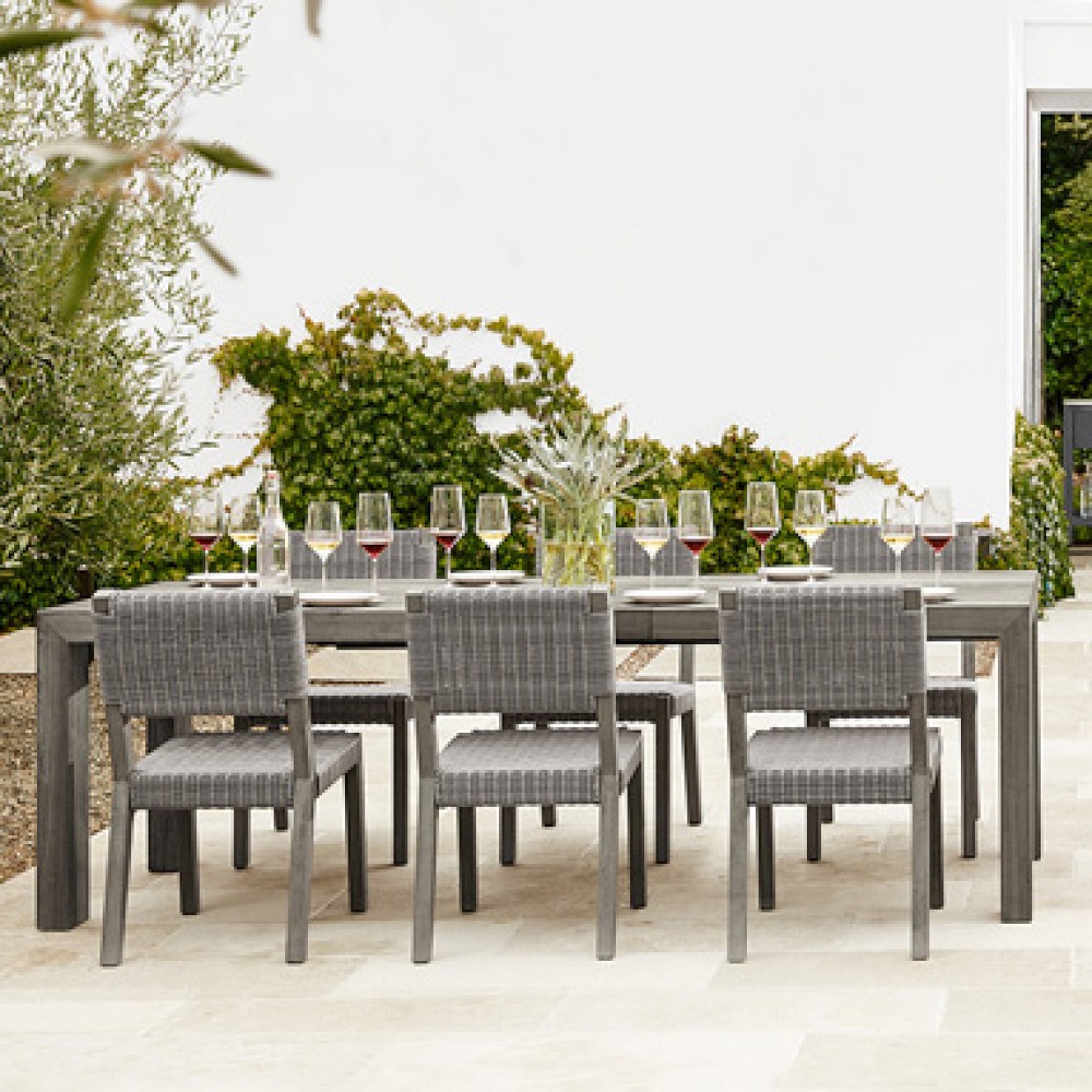 Larnaca Outdoor Teak Extendable Dining Table, Grey (72&quot;)