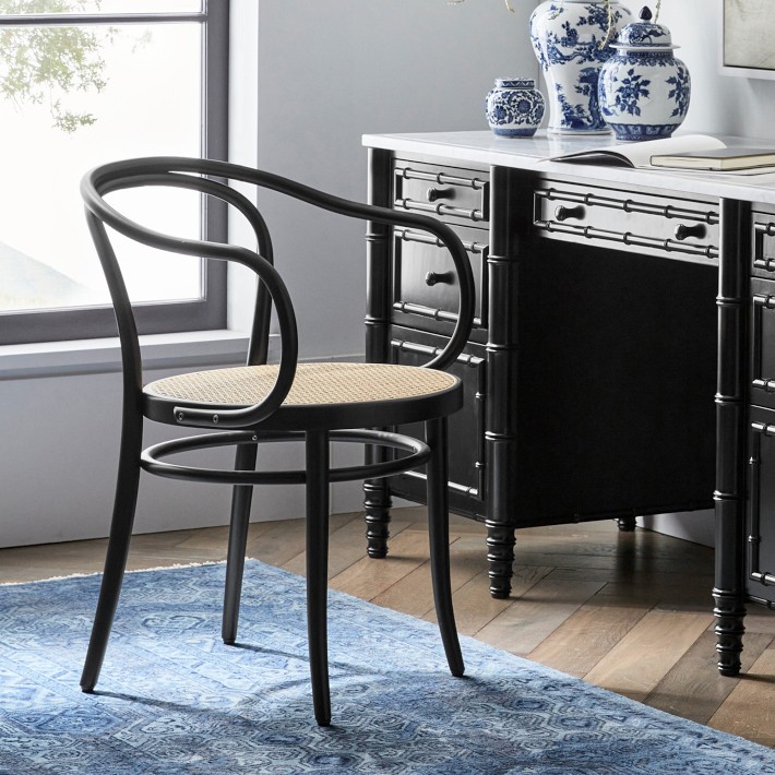 Ton 30 Caned Dining Armchair, Black