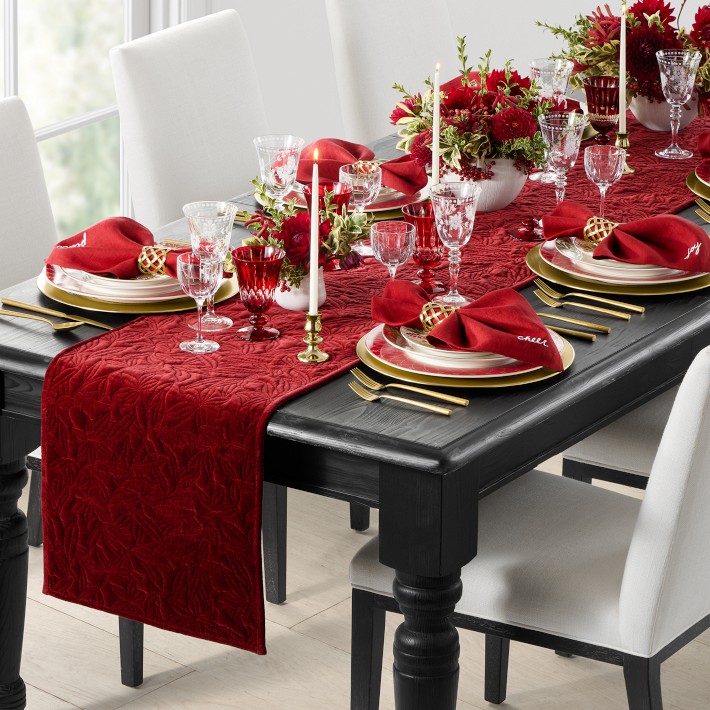 Quilted Red Velvet Table Runner