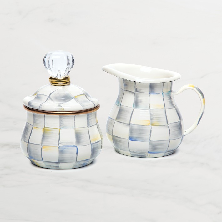 MacKenzie-Childs Sterling Check Creamer & Sugar Bowl Set