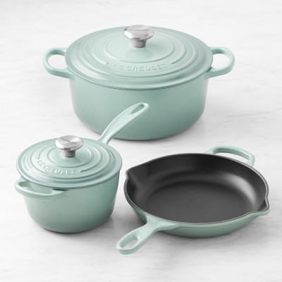 Le Creuset Signature Enameled Cast Iron 5-Piece Cookware Set, Sea Salt