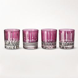 Wilshire Jewel Cut Double Old-Fashioned Glasses, Set of 4, Berry