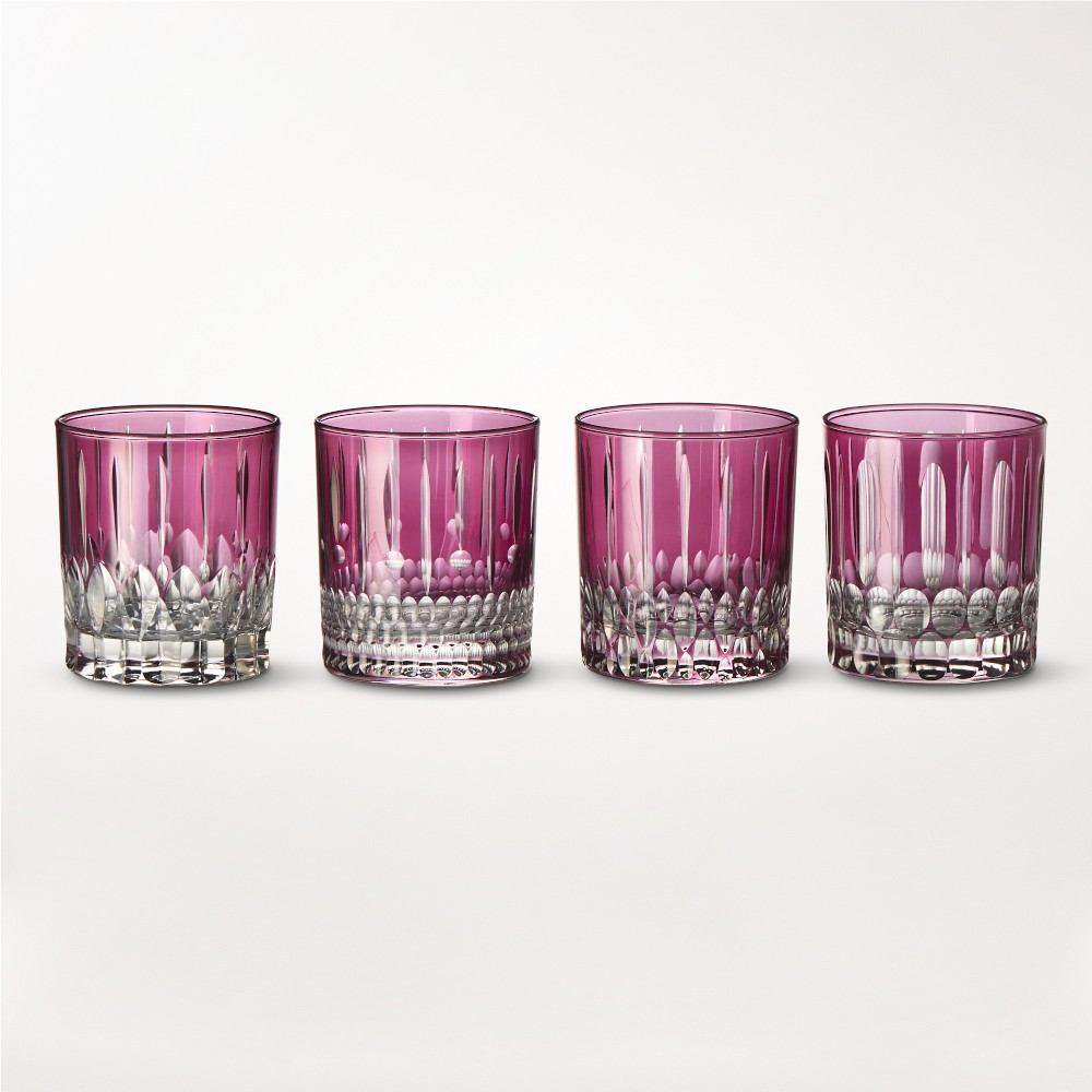 Wilshire Jewel Cut Double Old-Fashioned Glasses, Set of 4, Berry