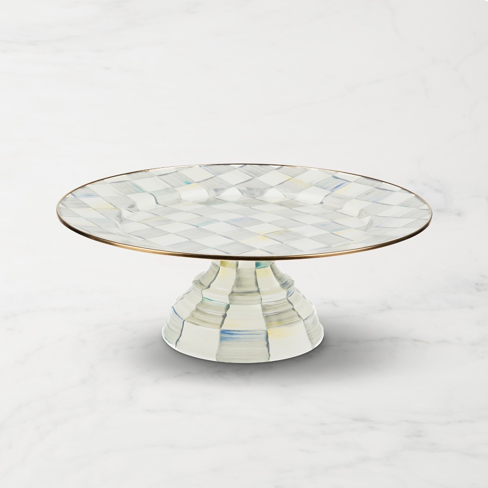 MacKenzie-Childs Sterling Check Large Pedestal Platter