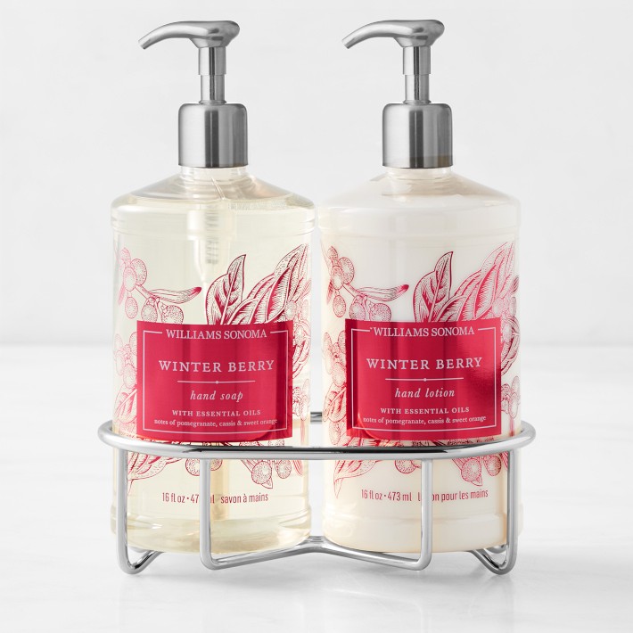 Williams Sonoma Winter Berry Hand Soap and Hand Lotion 3-Piece Set, Classic, Stainless