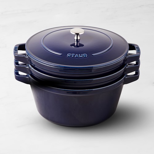Staub Enameled Cast Iron Stackable 4-Piece Cookware Set, Sapphire