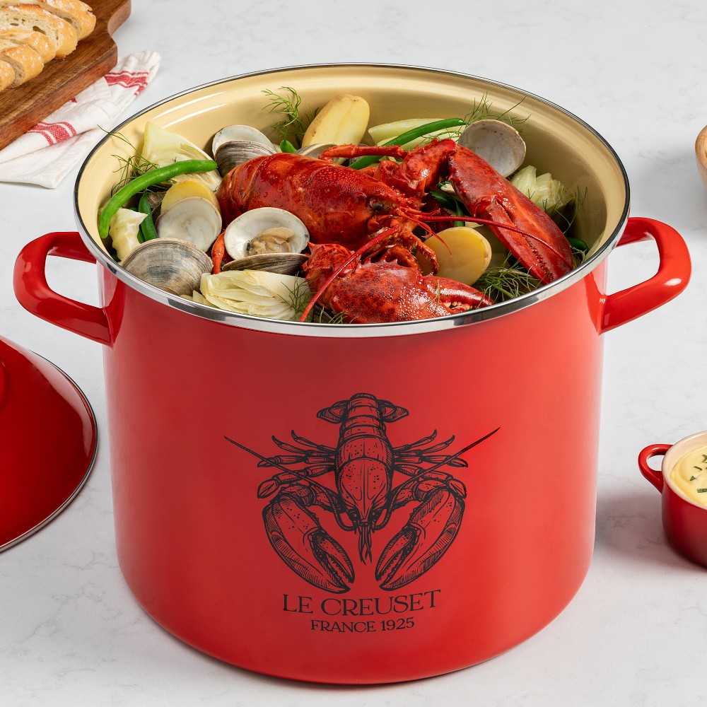 Le Creuset Enameled-Steel Lobster Stock Pot, 20-Qt., Carmin Red