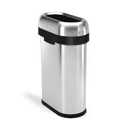 simplehuman™ 50L Slim Open Top Bullet Can Brushed
