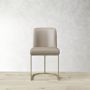 Bradley Curved Back Side Chair, Standard Cushion, Milano Leather Grey, Antique Brass