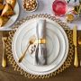 Pillivuyt Plisse Gold Porcelain Dinner Plates, Set of 4
