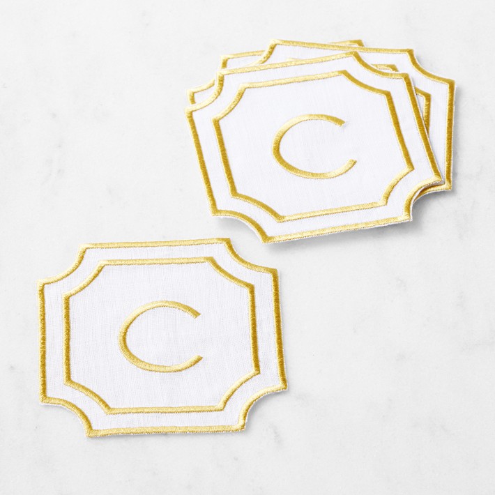 Letter "C" Cartouche Monogram Coasters