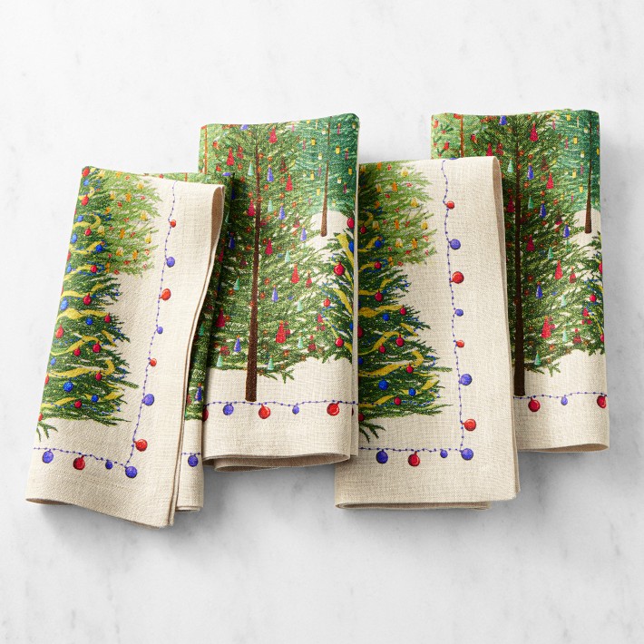 OPEN BOX: Holiday Forest Napkins, Set of 4, Forest Green