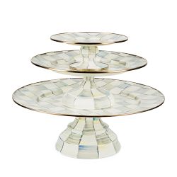 Mackenzie-Childs Sterling Check Large Pedestal Platter
