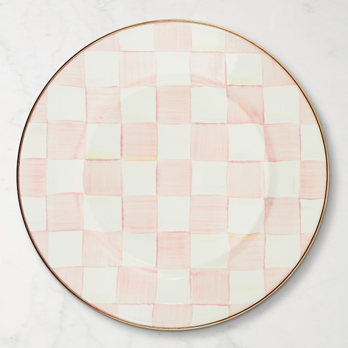 MacKenzie-Childs Rosy Check Enamel Dinner Plate