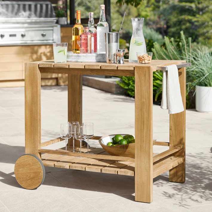 Larnaca Outdoor Teak Bar Cart (39&quot;)