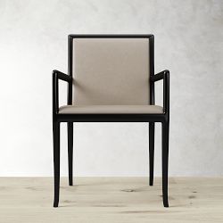 Roulan Dining Armchair, Milano Leather Grey, Ebony