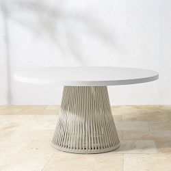 Pasadena Outdoor Fiberstone and Rope Round Dining Table &amp; Pasadena Dining Chairs (60&quot;)
