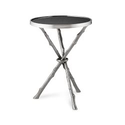 Faux Bois Accent Table with Granite Top (16.5&quot;)