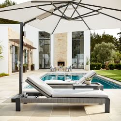 10' Square  Performance Cantilever Umbrella, Powder Coat Aluminum Finish