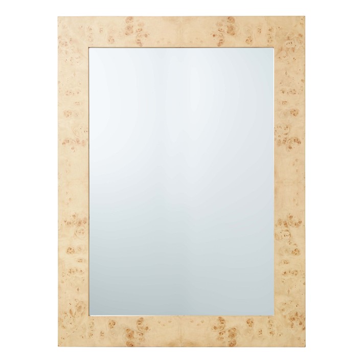 Burl Wood Rectangular Wall Mirror