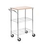 Chrome Rolling Kitchen Island with Wood Cutting Board