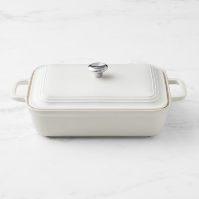 Le Creuset San Francisco Stoneware Rectangular Covered Baker, 4-Qt., Matte White