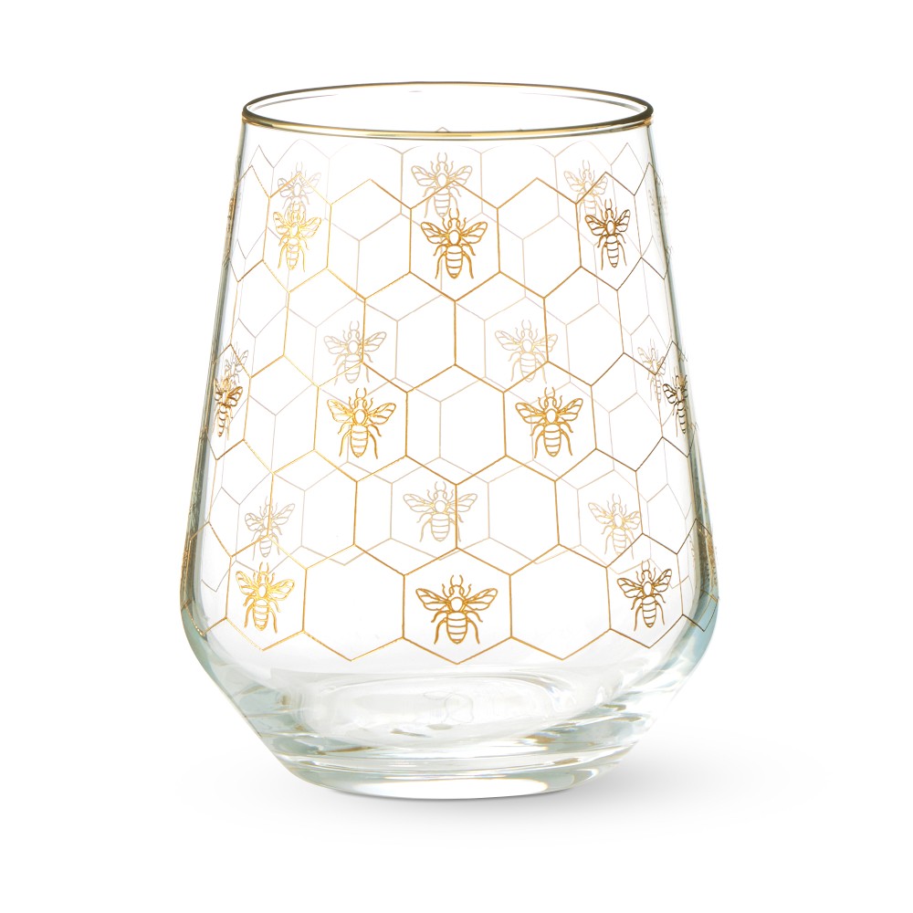 Honeycomb Stemless Wine Glass, Each