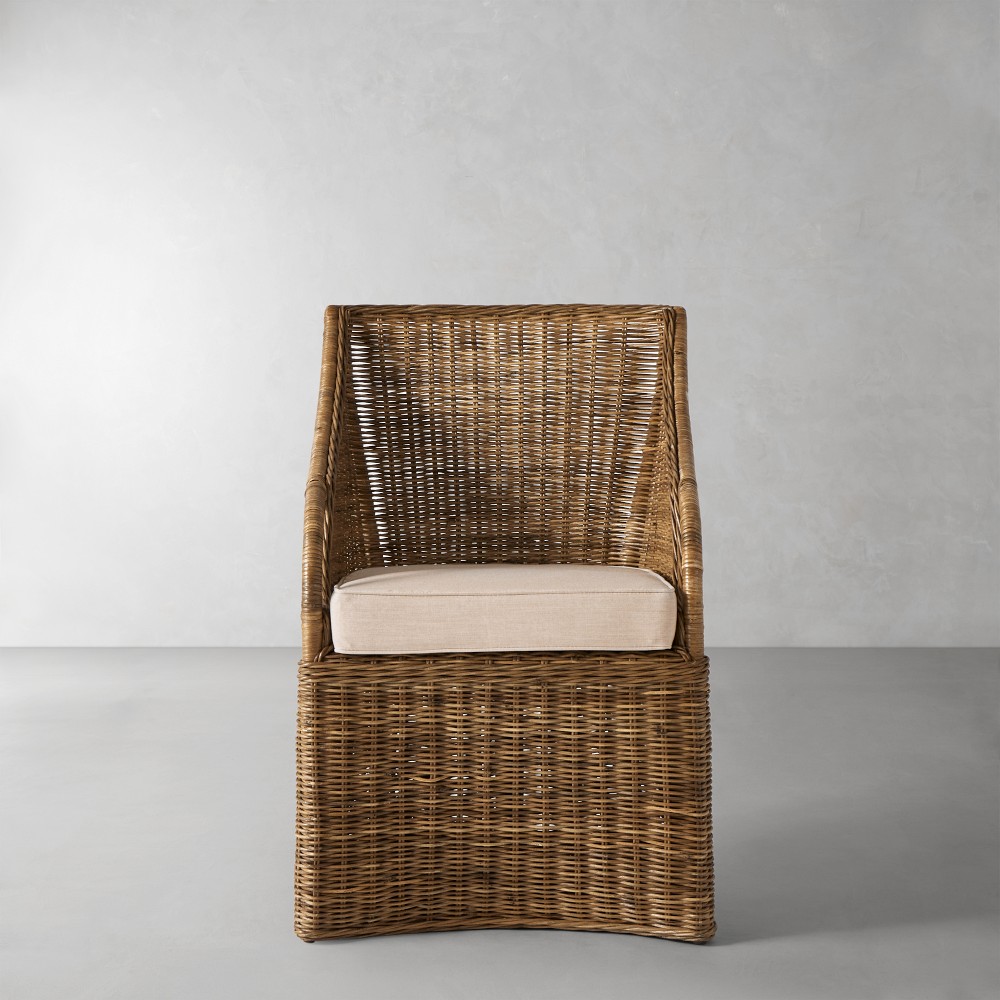 Farallon Armchair Cushion, Sunbrella Performance Canvas, Flax