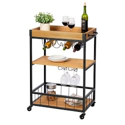 Rolling Bar Cart with Removable Serving Tray