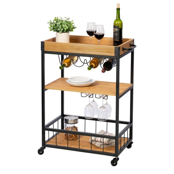 Rolling Bar Cart with Removable Serving Tray