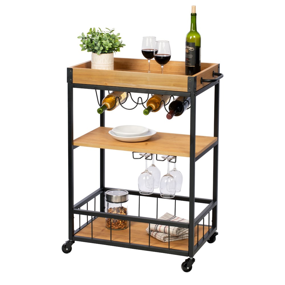 Rolling Bar Cart with Removable Serving Tray