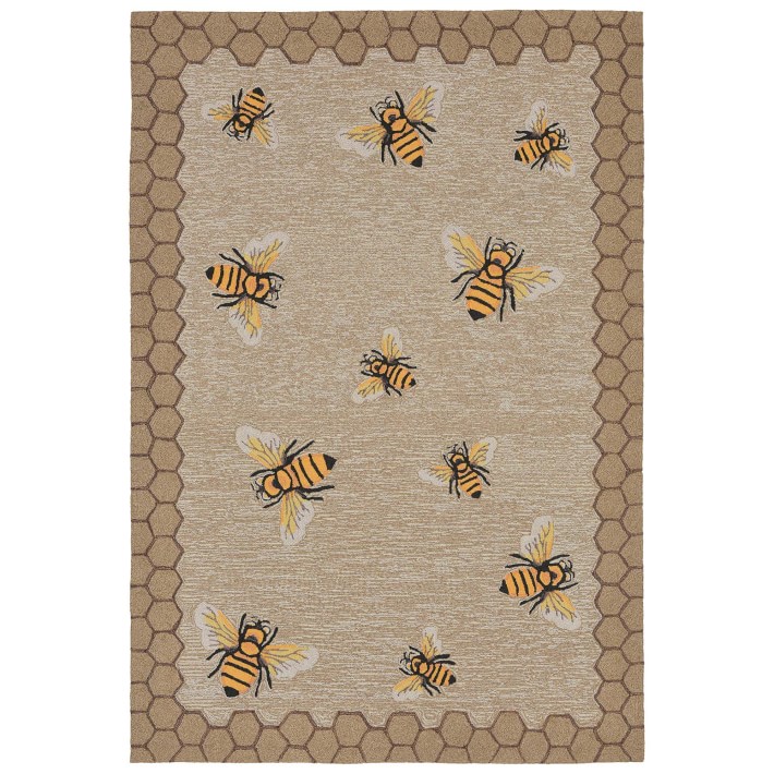 Honeycomb Bee Natural Rug, 3'6" X 5'6'