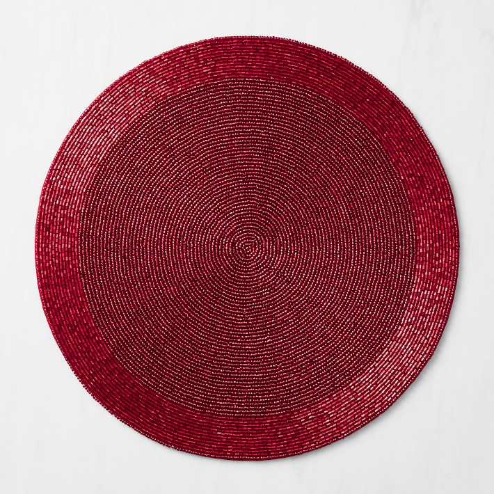 Beaded Round Placemat, Red