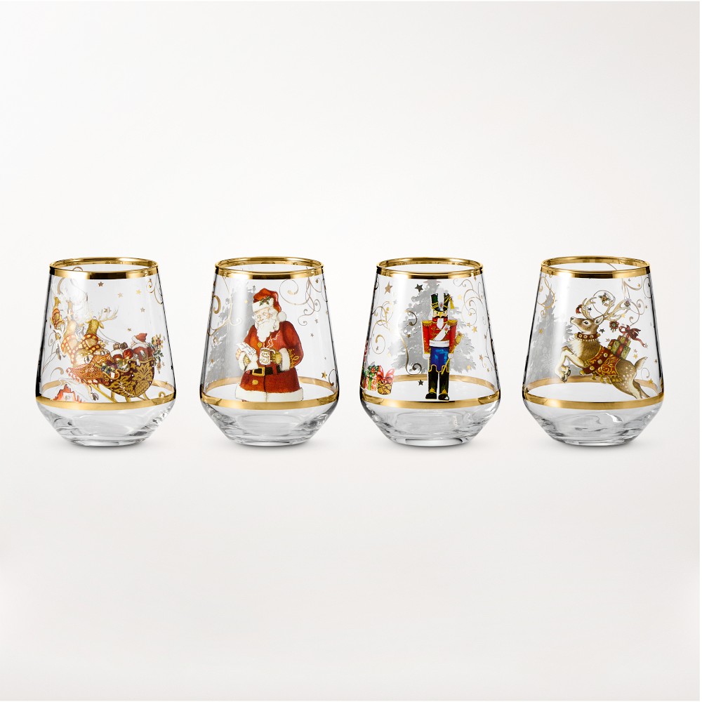 'Twas the Night Before Christmas Nutcracker Stemless Wine Glasses, Set of 4