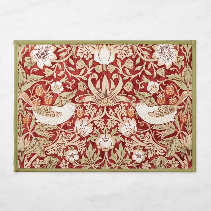 Morris & Co. x Williams Sonoma Outdoor Strawberry Thief Placemat, 14"x20"
