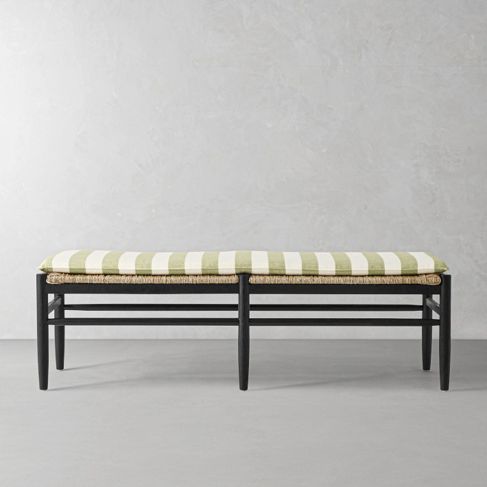 Baldwin 64" Bench, Standard Cushion, Basketweave, Cabana Stripe, Pistachio