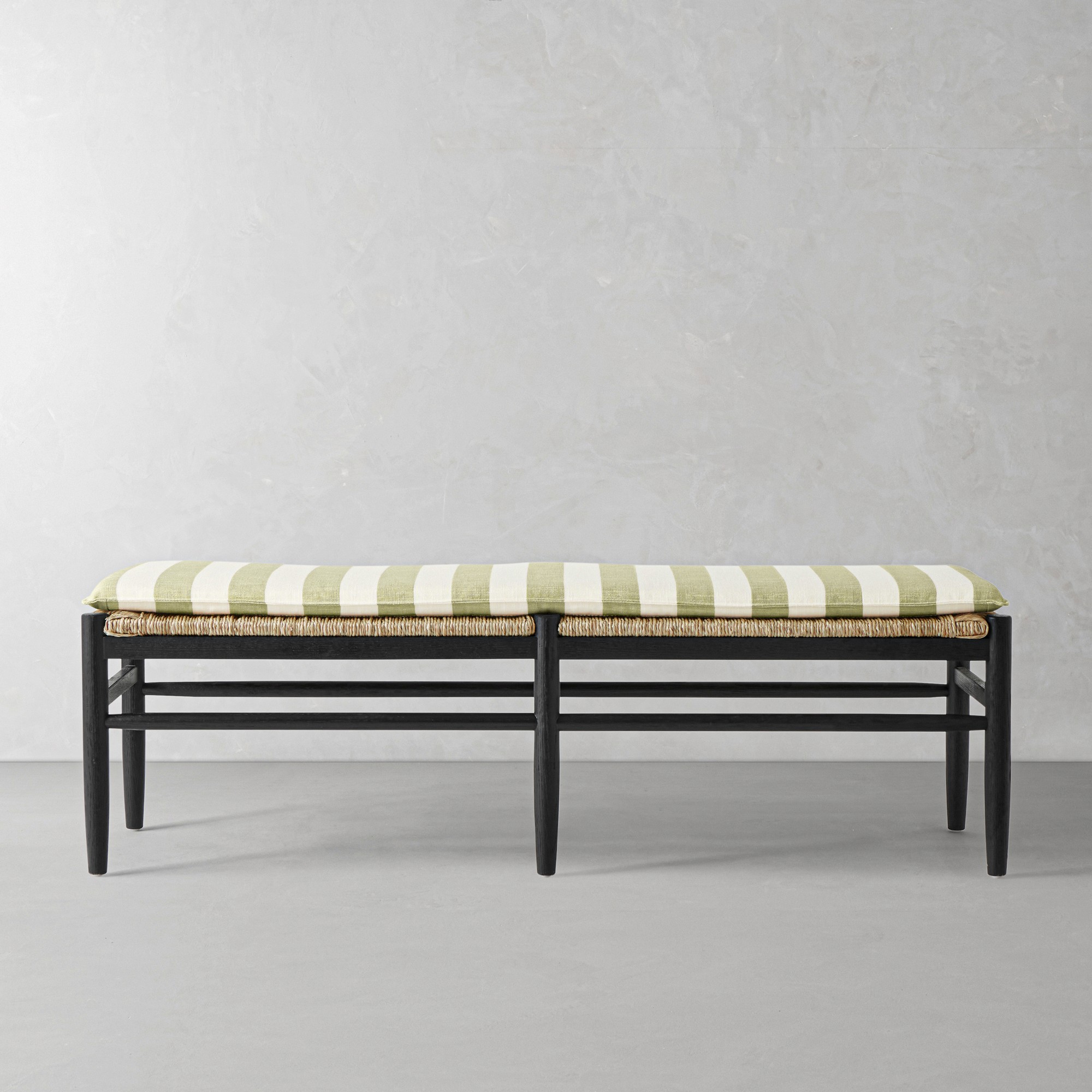 Baldwin 64" Bench, Standard Cushion, Basketweave, Cabana Stripe, Pistachio