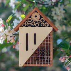 Pollination Palace Wooden House for Bees, Butterflies, Ladybugs & Insects, 3 Compartment