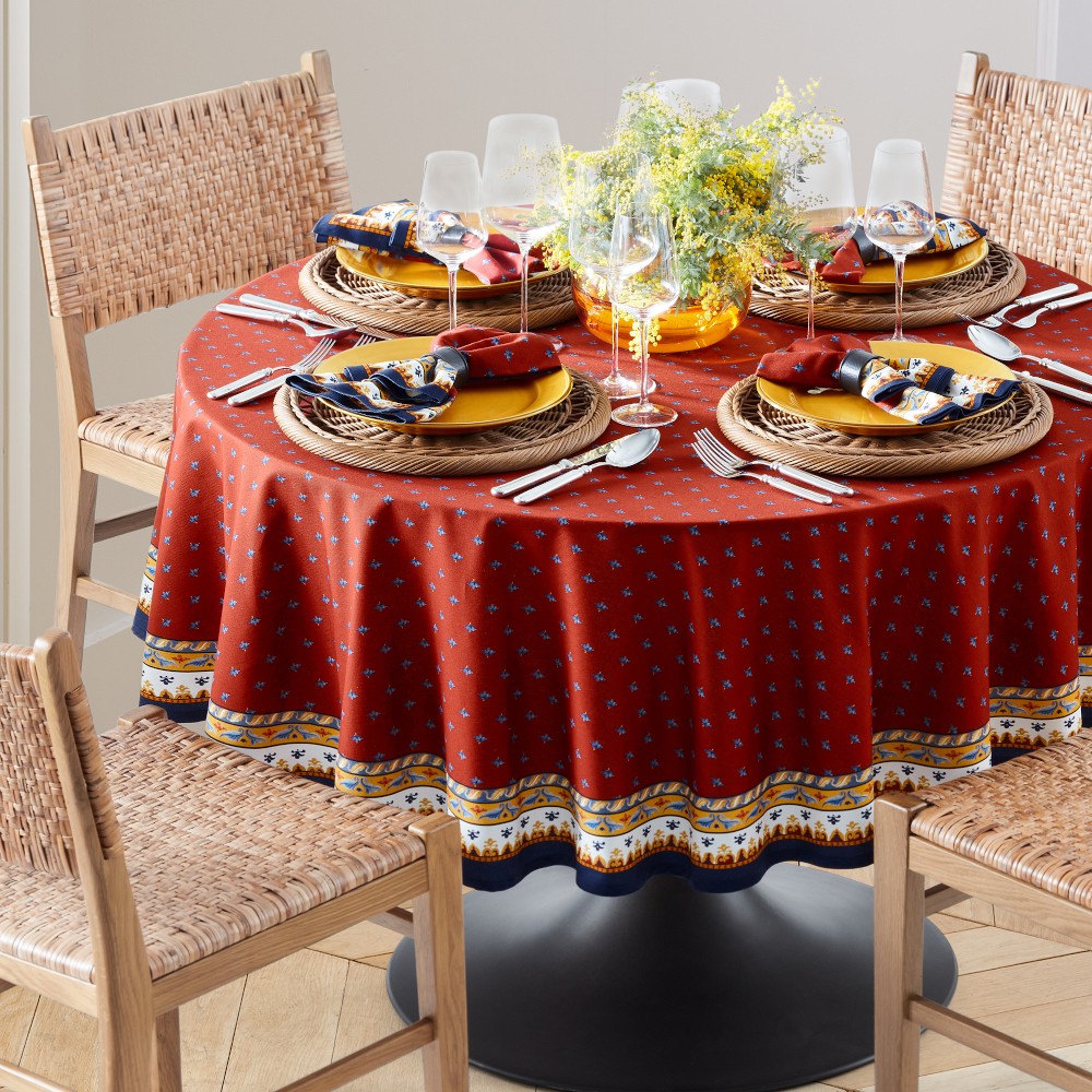 Sicily Red Round Tablecloth, 70"