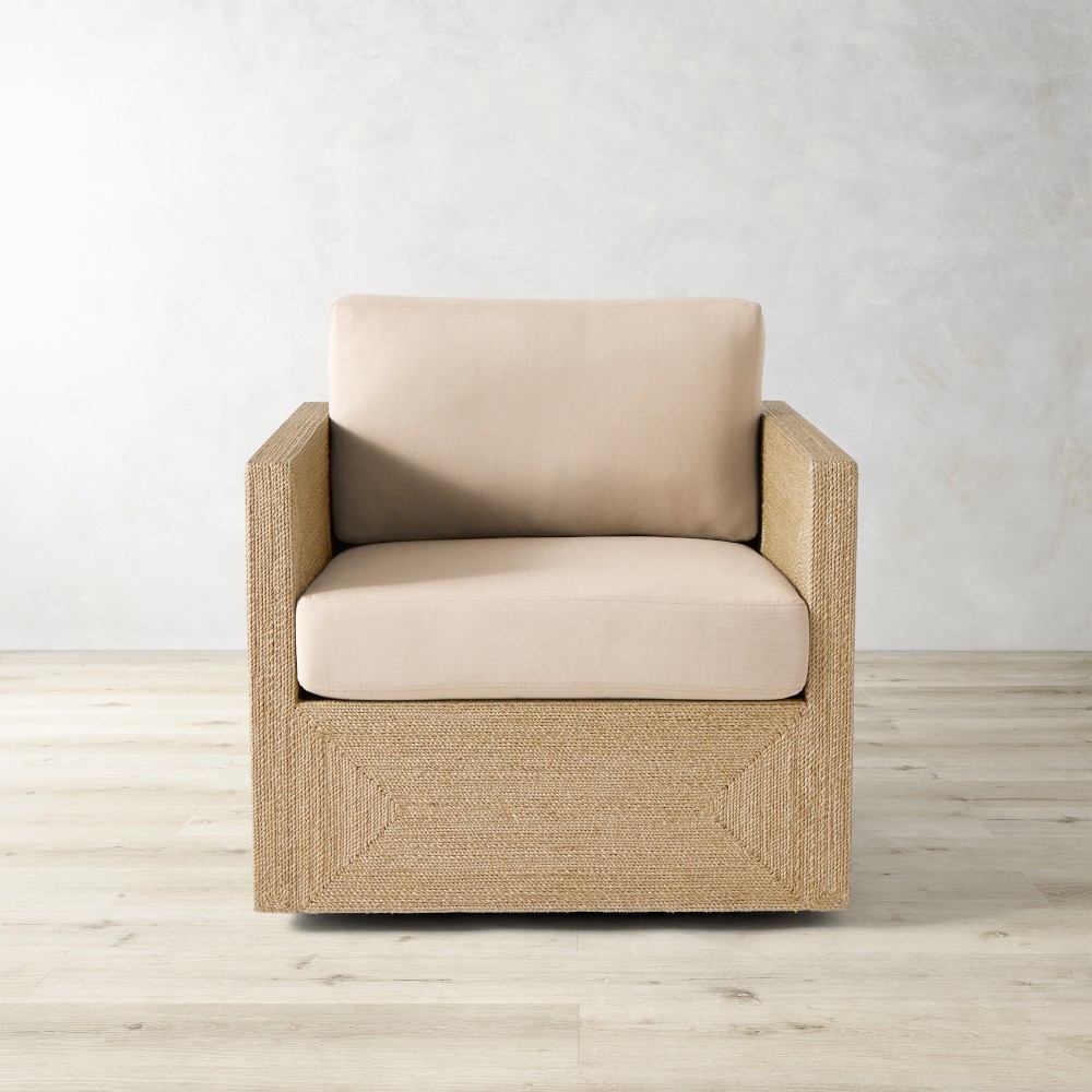 Point Reyes Swivel Chair, Sunbrella Performance Canvas, Flax